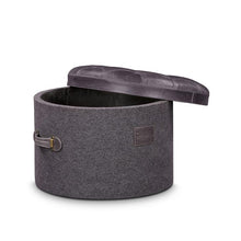 Load image into Gallery viewer, Stilettos Pouf with Charcoal Black Leather Top
