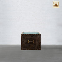 Mini Trunk Coffee Table in Espresso Brown Leather
