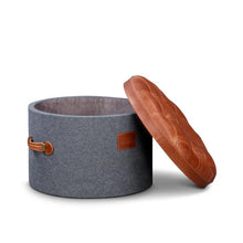 Load image into Gallery viewer, Stilettos Pouf with Vintage Tan Leather Top
