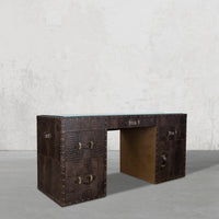 Directors Desk in Vintage Brown Leather