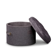 Load image into Gallery viewer, Stilettos Pouf with Charcoal Black Leather Top
