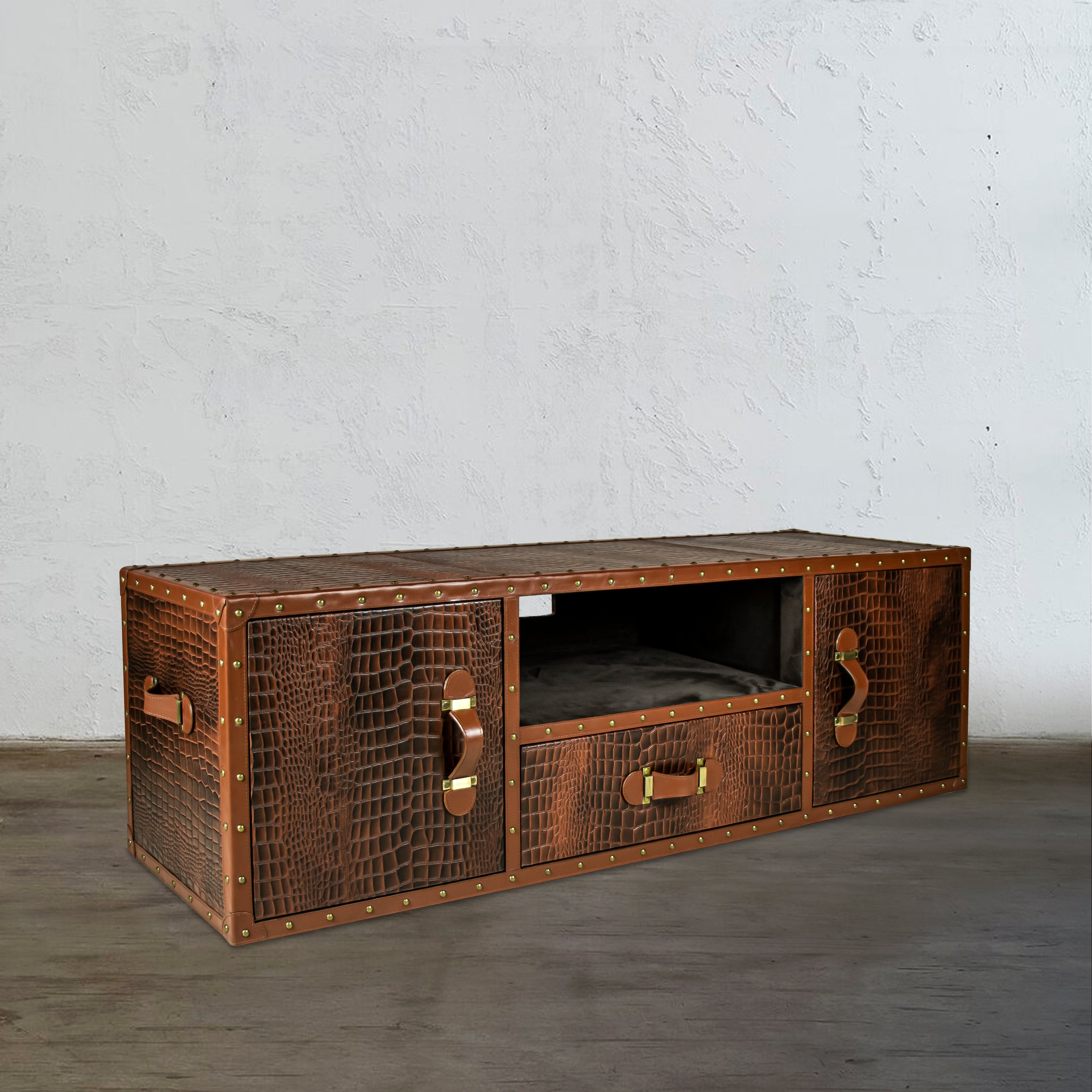 Streamer Trunk Plasma TV Console - Vintage Brown