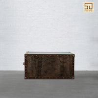 Mini Trunk Coffee Table in Espresso Brown Leather