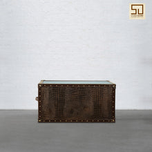 Load image into Gallery viewer, Mini Trunk Coffee Table in Espresso Brown Leather
