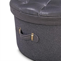 Stilettos Pouf with Charcoal Black Leather Top