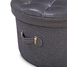 Load image into Gallery viewer, Stilettos Pouf with Charcoal Black Leather Top
