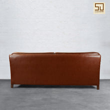 Load image into Gallery viewer, Lancashire Round Arm Three Seater Leather Sofa
