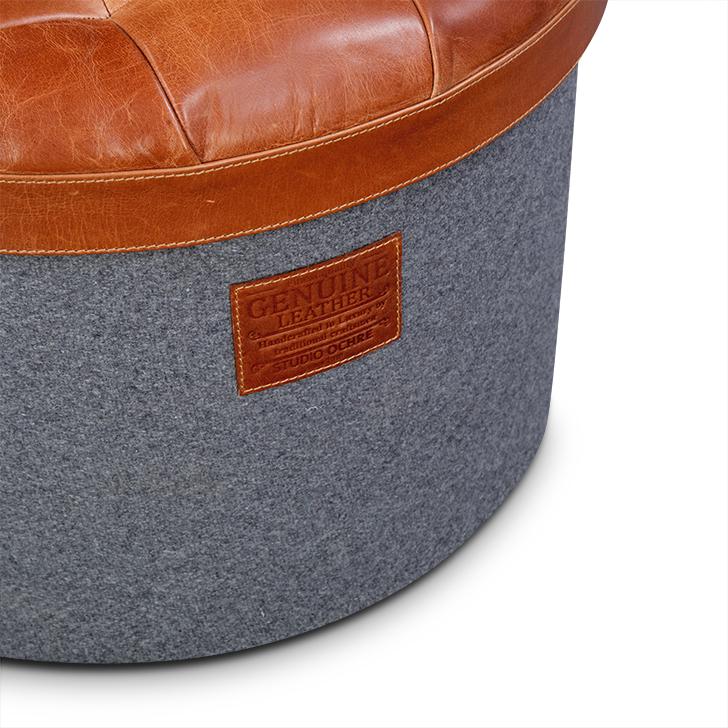 Stilettos Pouf with Vintage Tan Leather Top
