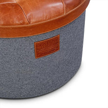 Load image into Gallery viewer, Stilettos Pouf with Vintage Tan Leather Top
