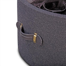 Load image into Gallery viewer, Stilettos Pouf with Charcoal Black Leather Top
