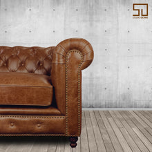 Load image into Gallery viewer, Gentleman&#39;s Club Three Seater Chesterfield Sofa
