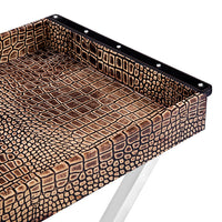 Tray On Stand in Brown Two Tone Leather
