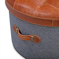 Stilettos Pouf with Vintage Tan Leather Top