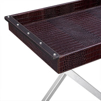 Tray On Stand in Black Leather