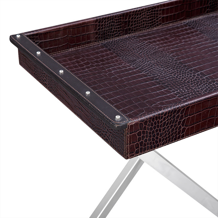 Tray On Stand in Black Leather