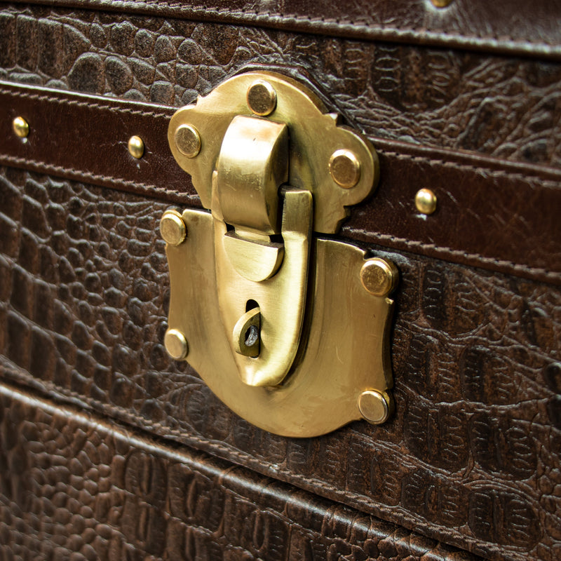 Mini Trunk Coffee Table in Espresso Brown Leather