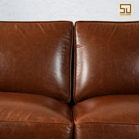 Lancashire Round Arm Three Seater Leather Sofa