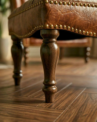 Churchill Leather Foot Stool in Brown Two Tone