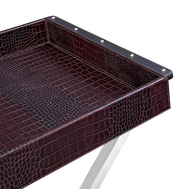 Tray On Stand in Black Leather