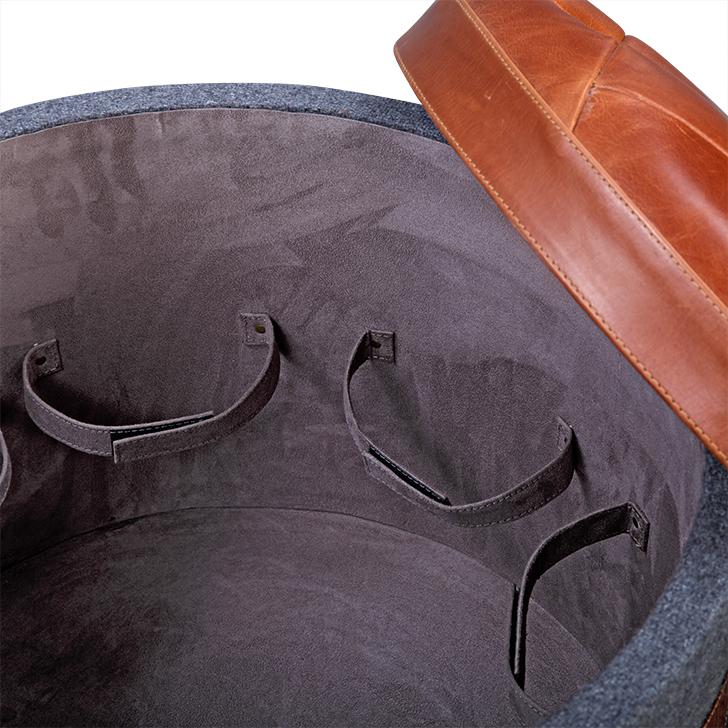 Stilettos Pouf with Vintage Tan Leather Top