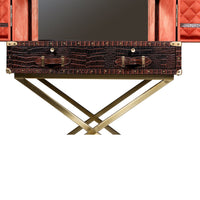 Heritage Trunk Bar on Stand - Vintage Brown Tan