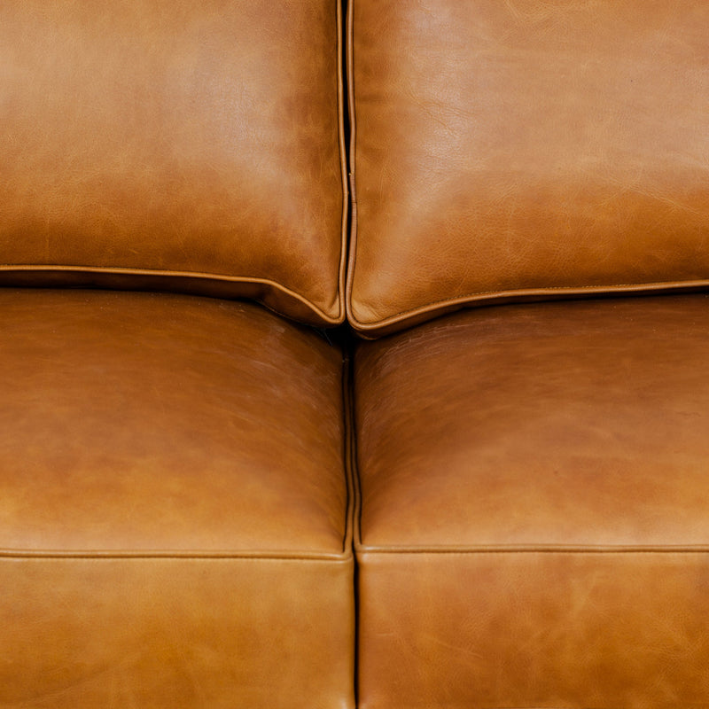 Lancashire Round Arm Three Seater Leather Sofa