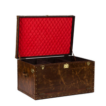 Load image into Gallery viewer, Leather Vintage Streamer Trunk Coffee Table
