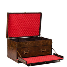 Load image into Gallery viewer, Leather Vintage Streamer Trunk Coffee Table
