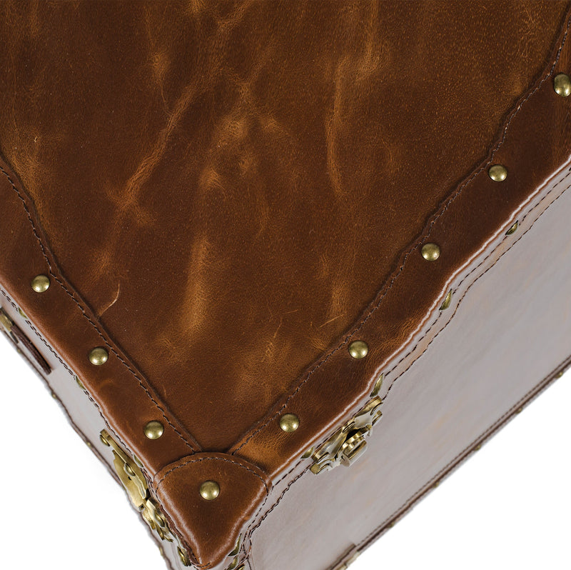 Leather Vintage Streamer Trunk Coffee Table