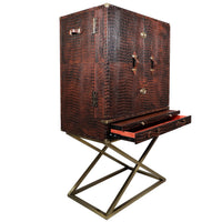 Heritage Trunk Bar on Stand - Vintage Brown Tan