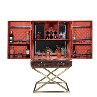 Heritage Trunk Bar on Stand - Vintage Brown Tan
