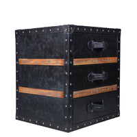 Vintage Streamer Trunk Bed Side Table - Vintage Black