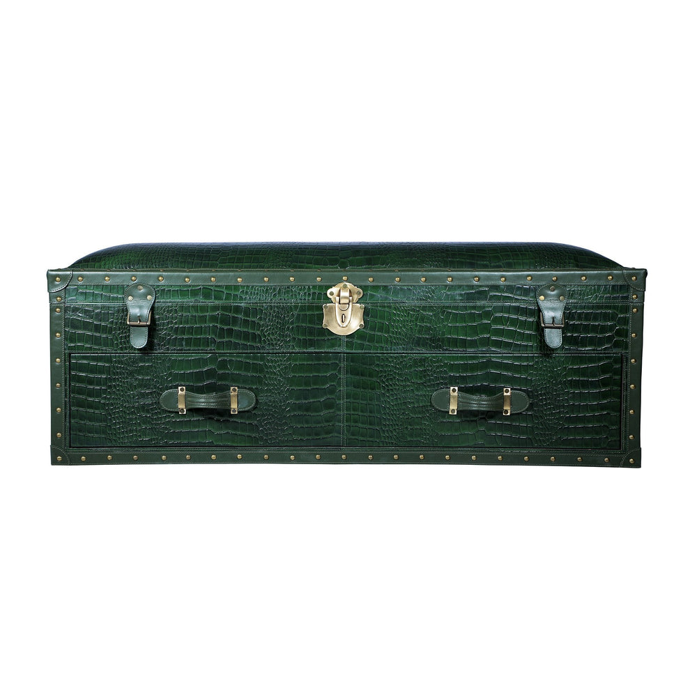 Long Seating and Storage Trunk - Bottle Green