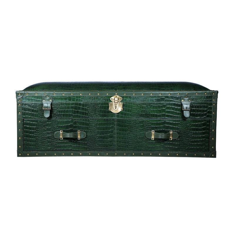 Long Seating and Storage Trunk - Bottle Green