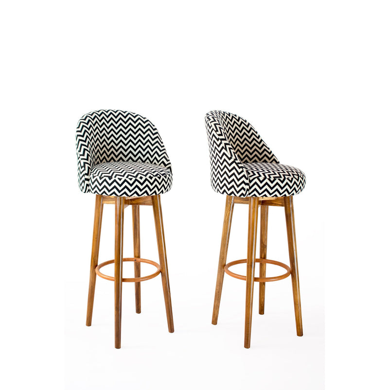 Chevron Bar Stool with Curved Back