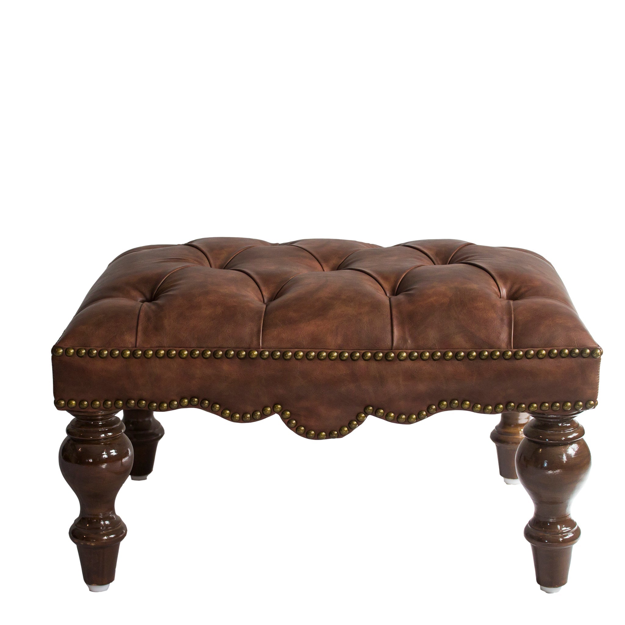 Churchill Leather Foot Stool in Brown Two Tone