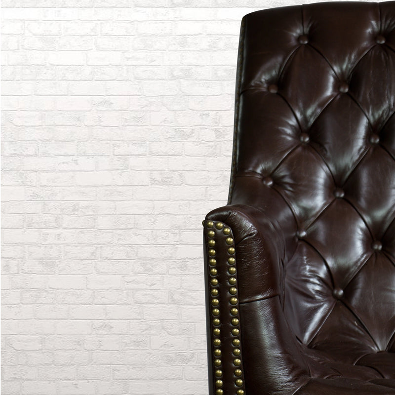 Churchill Leather Reading Chair with Foot Stool