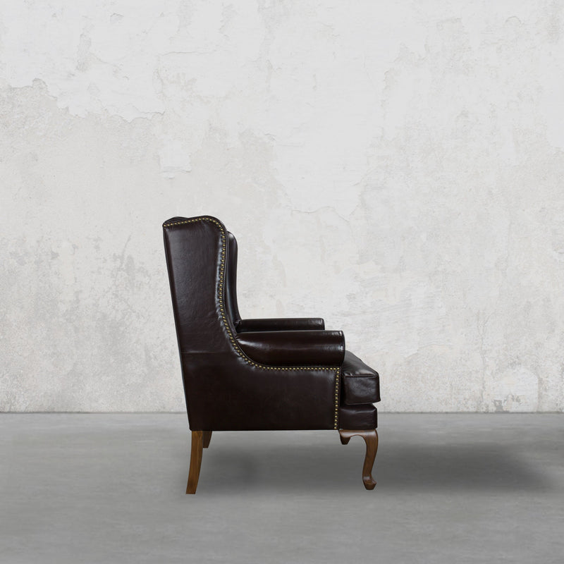 Directors Wing Chair in Espresso Brown