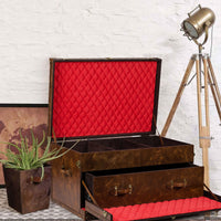 Leather Vintage Streamer Trunk Coffee Table