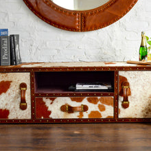 Load image into Gallery viewer, Hair-on Streamer Trunk Plasma TV Console

