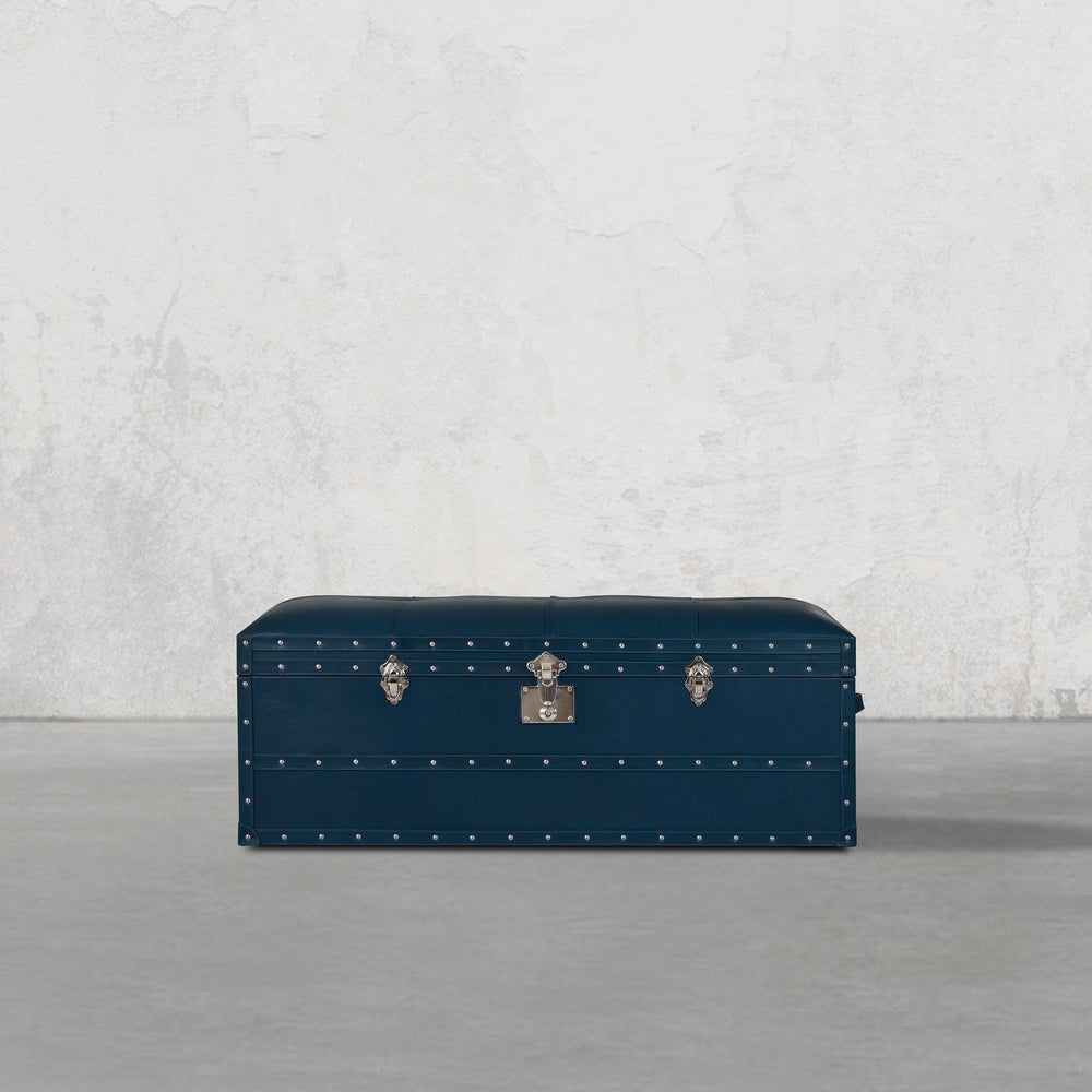Long Seating and Storage Trunk - Vintage Blue