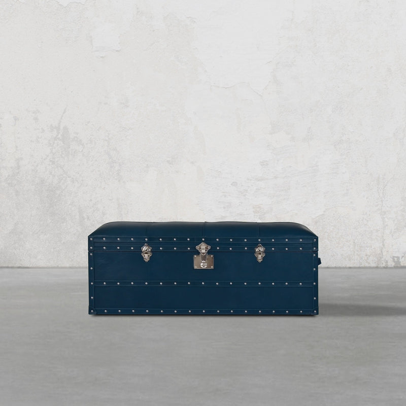 Long Seating and Storage Trunk - Vintage Blue