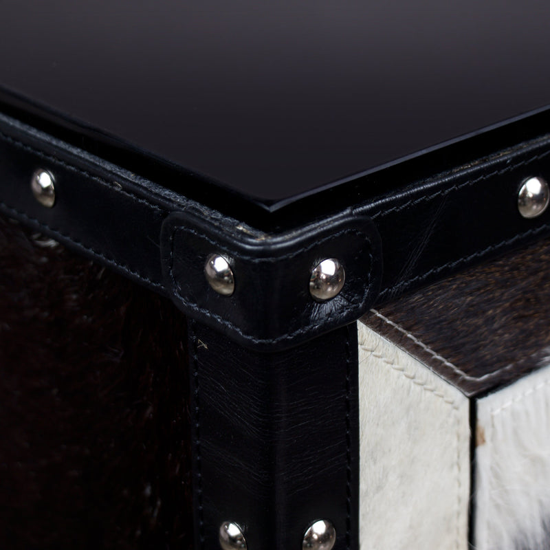 Black & White Hair-on Bed Side Table