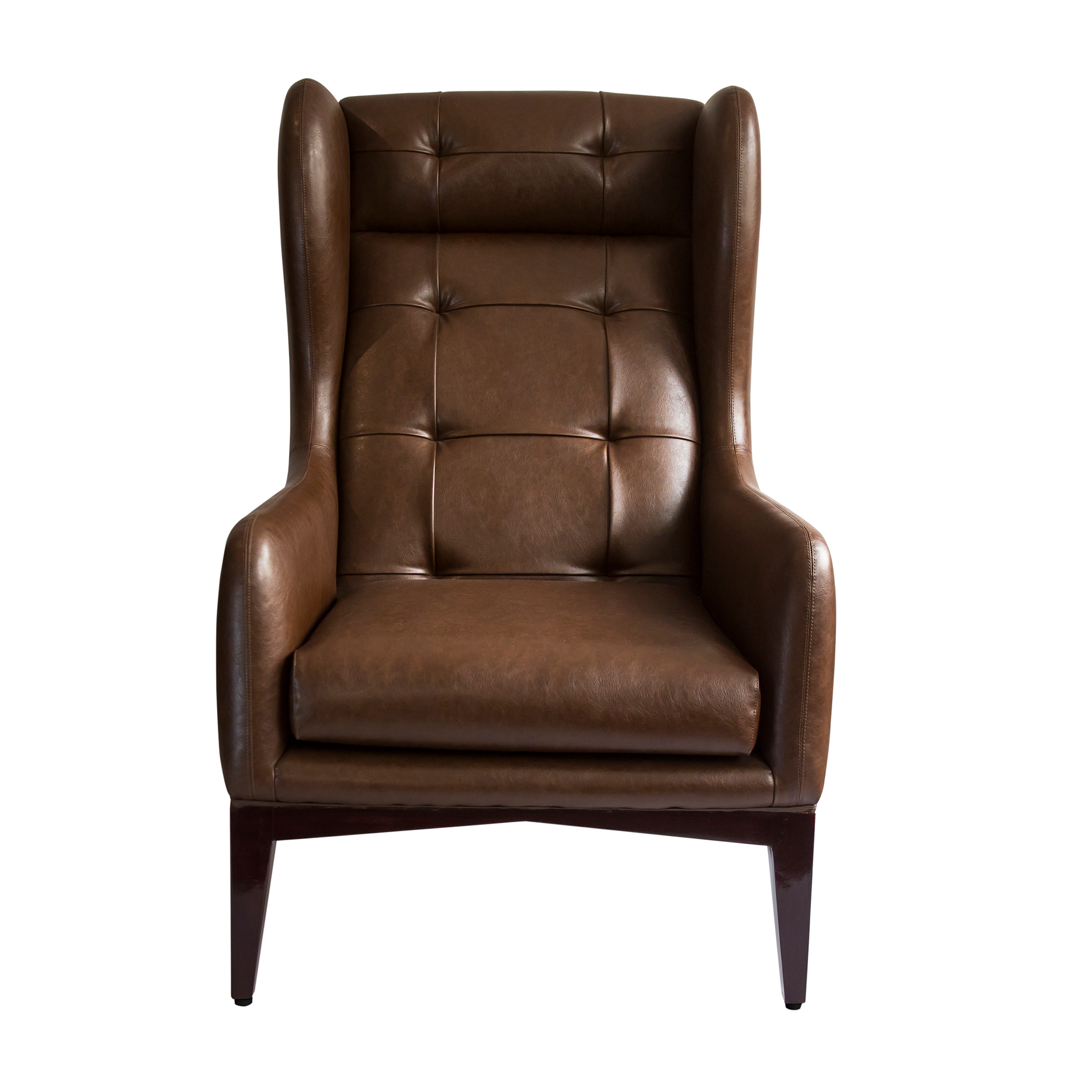 Manhattan High Back Wing Chair - Coffee Brown