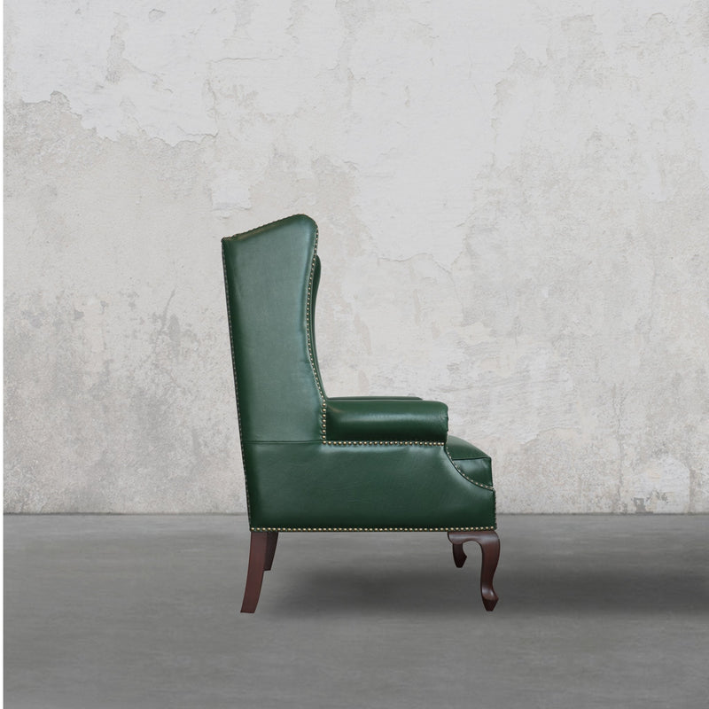 Heritage Wing Chair- Bottle Green