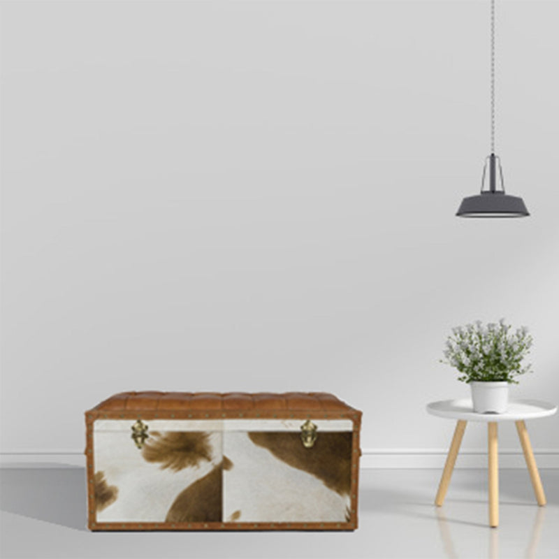 Long Seating and Storage Trunk - Natural Hair-on