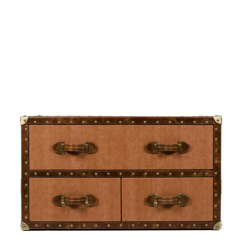 Leather Vintage Trunk Coffee Table - Tan
