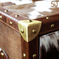 Brown Hair-on Leather Bed Side Table