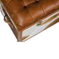 Long Seating and Storage Trunk - Natural Hair-on
