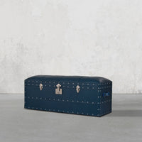 Long Seating and Storage Trunk - Vintage Blue